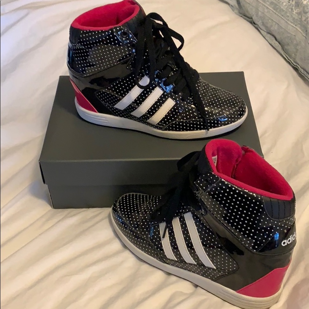 Vintage Adidas Neo Patent Polka Dot High too
